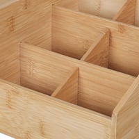 Organizator de birou din bambus Relaxdays, 2 sertare, 7 compartimente pentru papetărie, 15,5 x 33 x 20,5 cm, natural 6