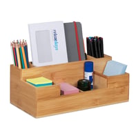 Relaxdays Bambusov stolni organizator, 7 pretinaca, ured, kuhinja, kupaonica, 11x30x15 cm, prirodna boja 1