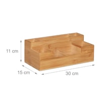 Relaxdays Bambusov stolni organizator, 7 pretinaca, ured, kuhinja, kupaonica, 11x30x15 cm, prirodna boja 4