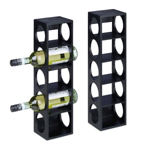 Relaxdays set bambusovih držača za boce vina, za 5 boca, 53x14x12 cm - crni