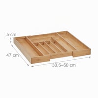 Relaxdays Bambusový organizér na príbory, rozťahovateľný, 7-9 priehradiek, 5 x 30,5-50 cm — poškodený vonkajší spoj dreva (stav: pozri 2. obrázok) 4