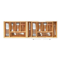 Relaxdays Bambusový organizér na príbory do zásuvky, výsuvný 37-49 cm, 5-7 priehradiek, 5x48,5x28 cm, kuchynský organizér, prírodný 3