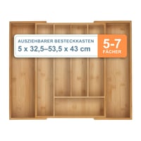 Relaxdays umetak za ladice od bambusa, rastezljiv, 5-7 pretinaca, 5 x 32,5-53,5 x 43 cm, prirodna boja 1
