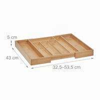 Relaxdays umetak za ladice od bambusa, rastezljiv, 5-7 pretinaca, 5 x 32,5-53,5 x 43 cm, prirodna boja 2