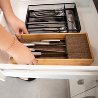 Relaxdays bambusov organizator za noževe i pribor za jelo za ladicu, prirodna boja, dimenzije: 6,5 x 38 x 33,5 cm 3