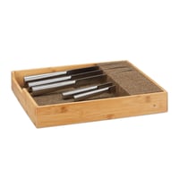 Relaxdays bambusov organizator za noževe i pribor za jelo za ladicu, prirodna boja, dimenzije: 6,5 x 38 x 33,5 cm 1