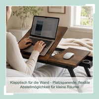 Relaxdays bambusov stol za laptop za krevet i kauč, sklopiv, podesiv po visini, poslužavnik za krevet, tamnosmeđa/crna 3