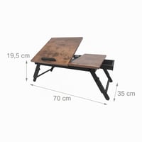 Relaxdays bambusov stol za laptop za krevet i kauč, sklopiv, podesiv po visini, poslužavnik za krevet, tamnosmeđa/crna 4