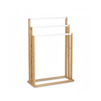 Suport pentru prosoape tip scară Relaxdays din bambus cu 3 bare, suport pentru baie, stil natural, alb, 24x54x82 cm 8