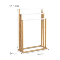 Suport pentru prosoape tip scară Relaxdays din bambus cu 3 bare, suport pentru baie, stil natural, alb, 24x54x82 cm 4