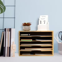 Relaxdays bambusz levéltartó, 5 rekeszes irodai szervezőtálca A4 papírhoz 5