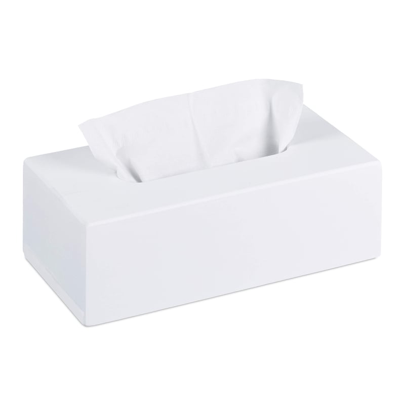 Suport pentru șervețele Relaxdays din bambus cu bază glisantă, cutie pentru șervețele, 7,5 x 24 x 12 cm, alb