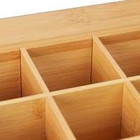 Cutie pentru ceai Relaxdays din bambus cu 12 compartimente, capac cu fereastră, organizator pentru pliculețe de ceai, 9x28x23 cm, natur 7