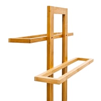 Relaxdays Bambusový držiak na uteráky, 85x37x25 cm, s 2 tyčami, samostatne stojaci stojan na uteráky, prírodná hnedá 3