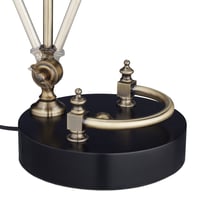 Lampă de bancher Relaxdays, abajur din sticlă, bază din lemn, lampă de birou reglabilă pentru bibliotecă, cu soclu E27, stil retro, negru 7