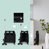 Relaxdays Bevásárlókocsi Lépcsőmászó, Összecsukható, Fedeles Kosár Görgőkkel, Teleszkópos Nyél, Max. 50 kg, Fekete 6