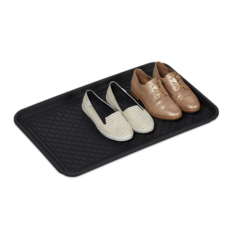 Tavă pentru încălțăminte Relaxdays XL, 3x60x40 cm, suprafață profilată, pentru hol, dulap, mașină, negru