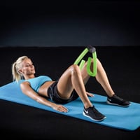 Relaxdays Posilňovač nôh a paží na domáce použitie, multifunkčný leg press, penové polstrovanie, zelený 2