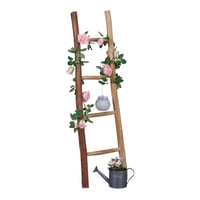 Dekoratívny rebrík Relaxdays, výška 116 cm, drevený záhradný rebrík, 4 priečky, gaštan, ručne vyrobený, rebrík na uteráky a oblečenie, prírodný 1