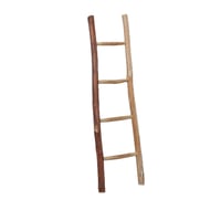 Dekoratívny rebrík Relaxdays, výška 116 cm, drevený záhradný rebrík, 4 priečky, gaštan, ručne vyrobený, rebrík na uteráky a oblečenie, prírodný 8