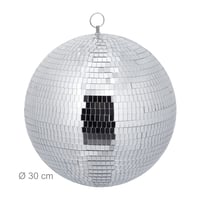 Glob disco Relaxdays, diametru 30 cm, glob decorativ cu oglinzi, cu agățătoare, glob mare pentru petreceri cu inel metalic, argintiu 4