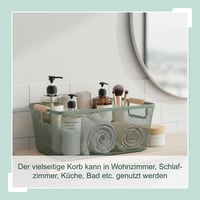 Coș din sârmă împletită Relaxdays cu mâner din lemn, deschis, capacitate 5 kg, verde mentă 5