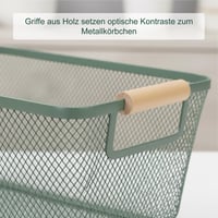 Coș din sârmă împletită Relaxdays cu mâner din lemn, deschis, capacitate 5 kg, verde mentă 6