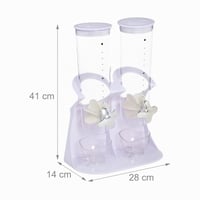 Dozator dublu pentru cereale Relaxdays, fulgi de porumb, dulciuri, gustări, plastic, alb, 1 buc. 4