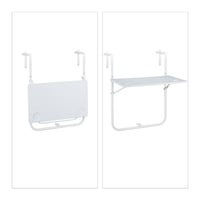 Masă suspendată pentru balcon Relaxdays, pliabilă, reglabilă pe 3 înălțimi, blat cu aspect de lemn, 59,5 x 35,5 cm, albă 7
