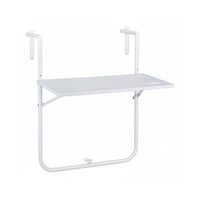 Masă suspendată pentru balcon Relaxdays, pliabilă, reglabilă pe 3 înălțimi, blat cu aspect de lemn, 59,5 x 35,5 cm, albă 5