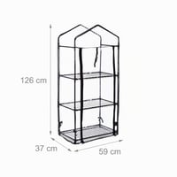 Relaxdays Balkonski staklenik s folijom, 3 razine, PVC folija, čelični okvir, 126 x 59 x 37 cm, crna/prozirna, staklenik za balkon 6