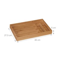 Suport pentru tacâmuri Relaxdays, 6 compartimente, bambus, pentru tacâmuri și ustensile de bucătărie, organizator îngust pentru sertar, 5 x 27,5 x 46 cm, natur 2
