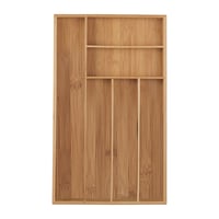 Suport pentru tacâmuri Relaxdays, 6 compartimente, bambus, pentru tacâmuri și ustensile de bucătărie, organizator îngust pentru sertar, 5 x 27,5 x 46 cm, natur 1