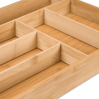 Relaxdays organizator za pribor za jelo, 6 odjeljaka, bambus, mali, natur boja, kuhinjski spremnik 7