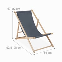 Relaxdays drvena ležaljka za sunčanje s tamnosivom tkaninom, sklopiva i podesiva, za vrt, plažu i balkon 3