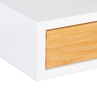 Nástenná polica Relaxdays so zásuvkou, 8x60x24 cm, škandinávsky dizajn, MDF a bambus, biela/prírodná 7