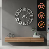 Nástenné hodiny Relaxdays s rímskymi číslicami, Ø 60 cm, analógové kuchynské hodiny na batérie, železo, biele 3