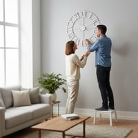 Nástenné hodiny Relaxdays s rímskymi číslicami, Ø 60 cm, analógové kuchynské hodiny na batérie, železo, biele 5