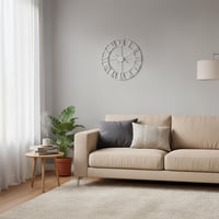 Nástenné hodiny Relaxdays s rímskymi číslicami, Ø 60 cm, analógové kuchynské hodiny na batérie, železo, biele 2