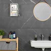 Dulap pentru medicamente Relaxdays montabil pe perete, încuiabil, cu 2 compartimente, oțel inoxidabil — colț ușor îndoit (stare: vezi a 2-a imagine) 4