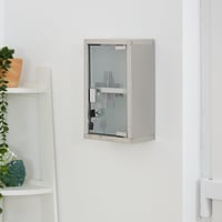 Dulap pentru medicamente Relaxdays montabil pe perete, încuiabil, cu 2 compartimente, oțel inoxidabil — colț ușor îndoit (stare: vezi a 2-a imagine) 6