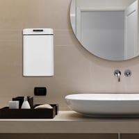 Coș de gunoi cosmetic pentru perete Relaxdays, 3 litri, capac cu închidere lentă, recipient interior detașabil, coș de gunoi pentru baie, oțel inoxidabil 2