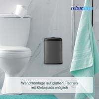 Relaxdays Zidna kanta za smeće, 5 L, ljepljiva ili viseća, s unutarnjom posudom, kanta za kupaonski i kuhinjski otpad, metalna, siva 7