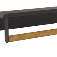 Relaxdays zidni držač za ručnike s policom, 9x45x8 cm, za kupaonicu i kuhinju, bambus i metal, crna/prirodna boja 7