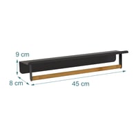 Relaxdays zidni držač za ručnike s policom, 9x45x8 cm, za kupaonicu i kuhinju, bambus i metal, crna/prirodna boja 4