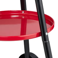 Relaxdays Gril na drevené uhlie s kolieskami, Ø 42 cm, so závetrím, okrúhly gril do záhrady a na piknik, čierno-červený 7