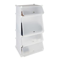 Relaxdays bijela plastična polica za cipele s 4 pretinca i vratima, za 8 pari cipela, modularni stalak, 91x49x36,5 cm 1