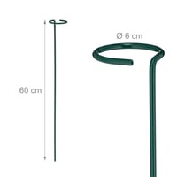 Relaxdays metalni potporanj za biljke s prstenom, set od 10 komada, 60 cm, tamnozeleni, vrtni kolac za rajčice, metalna šipka za potporu biljkama 4