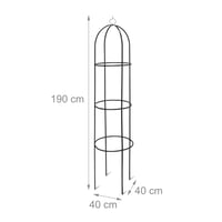Relaxdays kovový obelisk pre popínavé rastliny, mriežková opora, oceľový stojan s výškou 190 cm, zelený 5