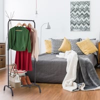 Relaxdays Suport pentru haine din metal cu raft și suport pentru încălțăminte, 144x60x44 cm, negru, pentru dormitor și hol 2
